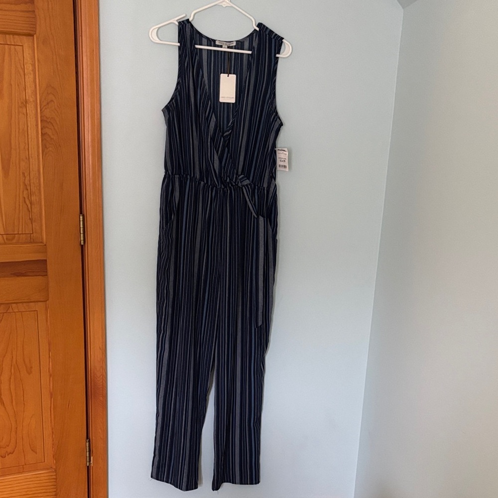 Green Envelope Black and White Striped Jumpsuit